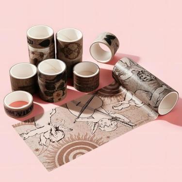 Imagem de Conjunto de adesivos Washi com 12 rolos, adesivos de borboleta retrô decorativos para artes, artesanato, material de diário, scrapbook, cartão, embrulho de presente (0,38/0,59/1,18/1,96/9 cm)