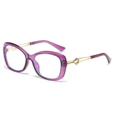 Imagem de Óculos retrô com armação em formato de leopardo, unissex (roxo)
