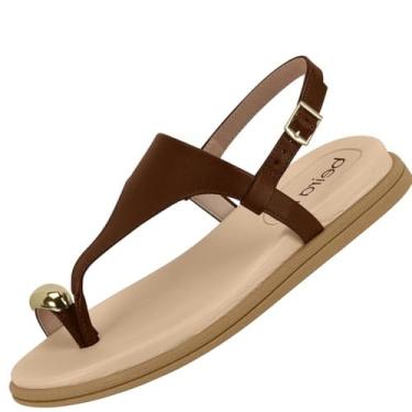 Imagem de Sandália Detalhe Dedo Dourado Beira Rio - Leve, Confortável e Uso Prolongado (Conhaque - Marrom, BR, Adulto, Numérico, 37)