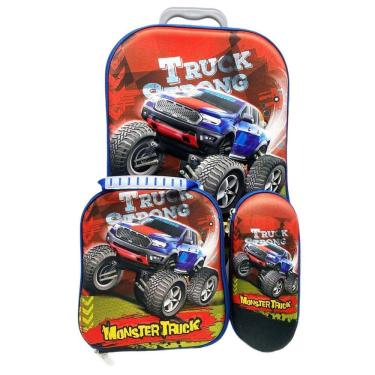 Imagem de Kit Mochila Com Rodinhas E Lancheira + Estojo Truck Strong