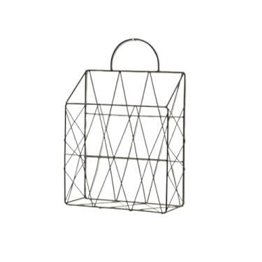 Imagem de Escritório Porta-revistas portátil de ferro montado na parede, decoração para casa, prateleiras Organizador de mesa(Black handle)