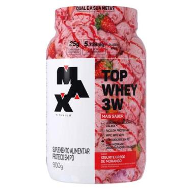 Imagem de Top Whey Protein 3w 900g Pote Isolado Conc Hid Max Titanium, Iogurte g