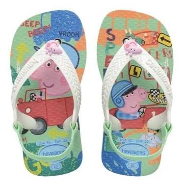 Imagem de Chinelo Havaianas Baby Peppa Pig George Infantil com Elástico Original Tamanho:17/18 Cor:Branco