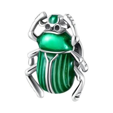 Imagem de Berloques De Prata Com Acabamento Verde Em Formato De Abacate, Besouro