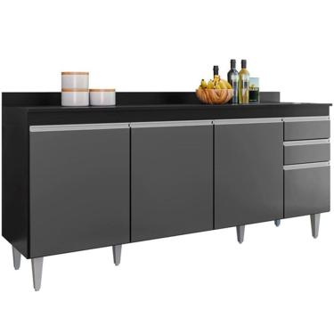 Imagem de Balcão para Cozinha 180 cm com Tampo 4 Portas Thais