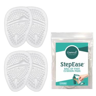 Imagem de Comfwalk StepEase Almofada de gel para alívio da dor de futebol - Almofadas macias para os pés de salto alto, sapatilhas e sapatos de terno - Almofadas de gel reutilizáveis antiderrapantes para