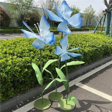 Imagem de Conjunto de flores artificiais grandes - 3 decorações florais de borboleta gigante para casamentos, festas de aniversário e decoração de casa - ideal para eventos e vitrines