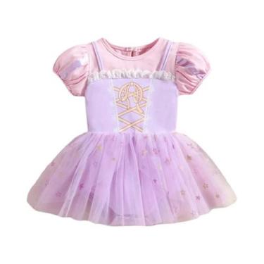 Imagem de Macacão Infantil De Princesa Para Meninas Com Faixas Para a Cabeça, Ro