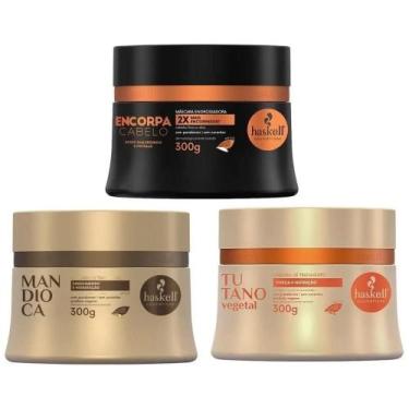 Imagem de Kit Haskell Cabelos Finos e Ralos - Mandioca, Encorpa, 300g