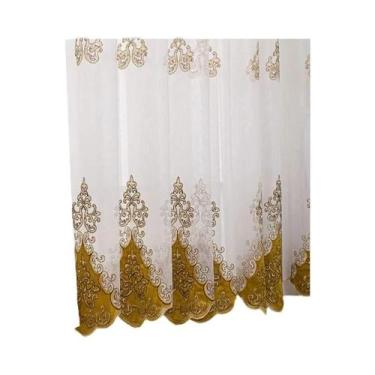 Imagem de Europeu retro requintado bordado gaze cortina cortinas para sala de ja