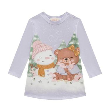 Imagem de Vestido Infantil Manga Longa Lilás Ursinhos na Neve  Kukiê-Feminino