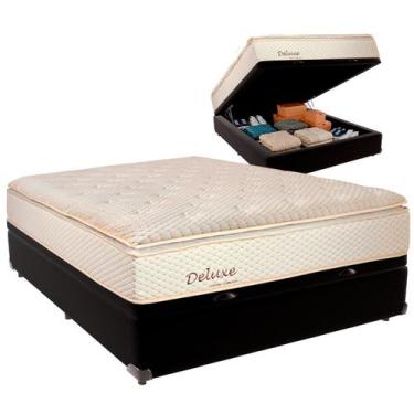Imagem de Cama Box Baú Casal e Colchão Deluxe Molas Ensacadas Colchobel Preto