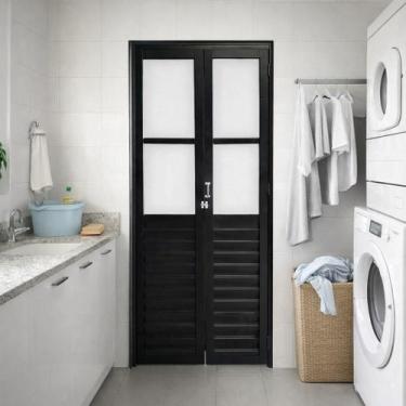 Imagem de Porta Camarão Alumínio Preto Com Vidro Lado Esquerdo 210x60 - Brecorim