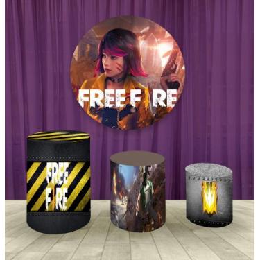 Imagem de Painel Redondo 1,50m E Trio Capa De Cilindro Free Fire Mod.4 - Fantasi