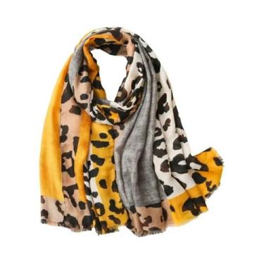 Imagem de Cachecol Longo Com Estampa De Leopardo Marrom Para Mulheres, Designer 