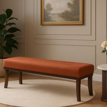 Imagem de Puff para Sala de Estar 100cm Linho Theo Terracota/Marrom