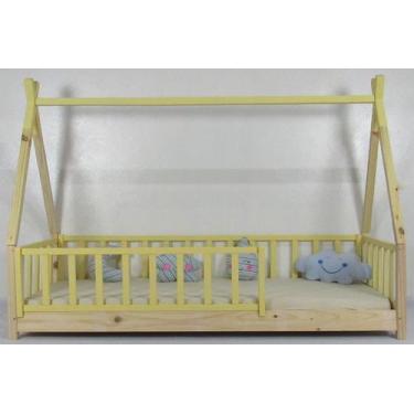 Imagem de Cama Montessoriana Solteiro Cabana Colorida Madeira Maciça Pinus - Pip