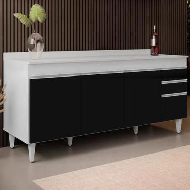 Imagem de Balcão Gabinete 180cm com Tampo Dallas Branco/Preto - Lumil - Lumil Mó