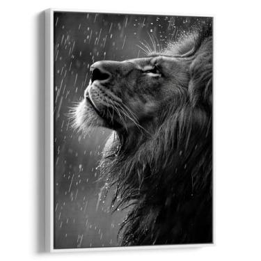 Imagem de Quadro Leão Majestoso Sobre Chuva de Prata - Mioquadros, 60x40 cm, Bra
