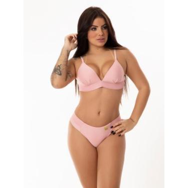 Imagem de Conjunto Sutiã Bojo Soft Sem Aro e Calcinha Tanga Fio Duplo de Microfi