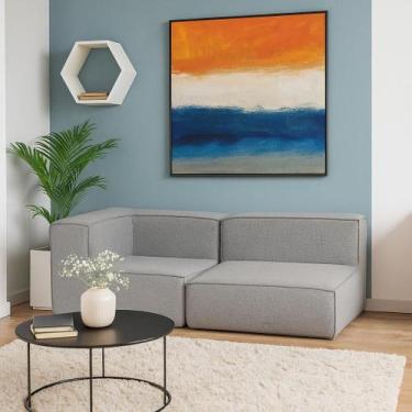 Imagem de Sofá Modular Flow 2 Lugares Com 1 Braço Inflow Bouclé Linho Cinza Vem 