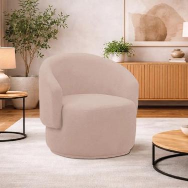 Imagem de Poltrona Decorativa Sala de Estar Recepção Jasmine Suede Rose