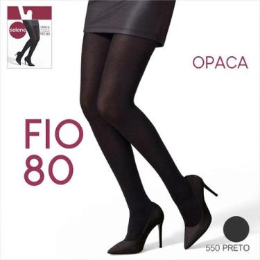 Imagem de Meia Calça Com Elastano Selene Feminina Fio 80 Opaca Adulto, Preto, EG