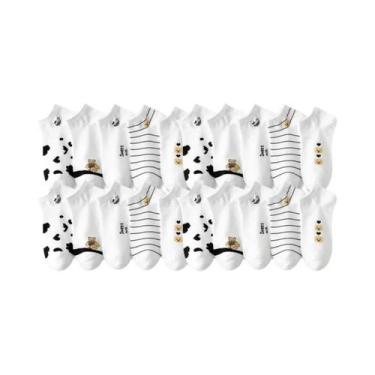 Imagem de Meias Curtas Femininas Com Estampa Animal, 5/10/20 Pares, Respiráveis,