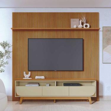 Imagem de Conjunto Rack e Painel Ripado Luna Linha Eras Madetec - Madetec Mveis,