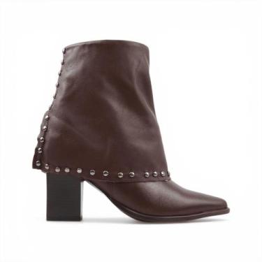 Imagem de Bota Cano Baixo Polaina Couro - PELE NATURAL, Cafe, 37