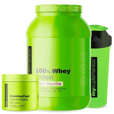 Imagem de Kit Whey Protein Concentrado 900g, Creatina Pura 150g e Coqueteleira – My Suplementos-Unissex