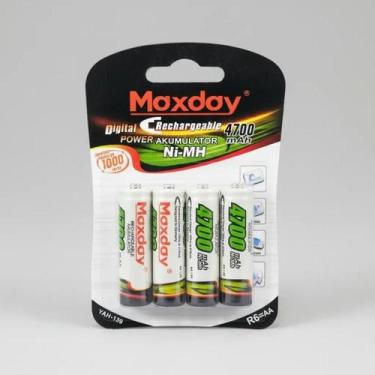Imagem de Kit Pilhas Recarregáveis AA Pequena Maxday 4700mAh Alta Densidade de E