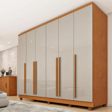 Imagem de Guarda Roupa Casal 6 Portas 8 Gavetas Puxador MDF 270cm com Pés Portug