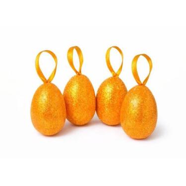 Imagem de Enfeite Ovos de Páscoa 6cm Laranjas Brilhantes-4 unidades - MultiArt