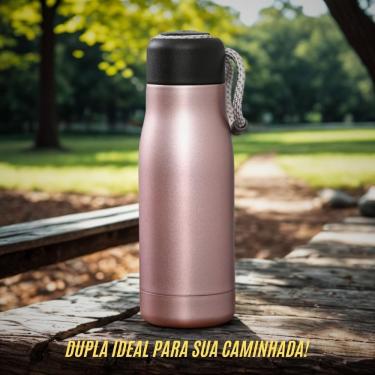 Imagem de Garrafa Térmica Inox 0,32L com Alça de Corda Tampa Antivazamento para Bebidas Quentes e...