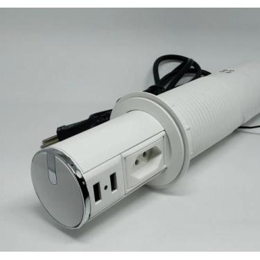 Imagem de Torre de Tomada Automática 1 Elétrica 10A + 2 USB Charger Branco e Cro
