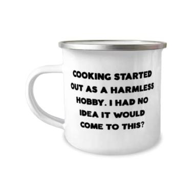 Imagem de Love Cooking Gifts, Cooking Started Out as a Harmless Hobby. I Had No Idea It Would Come to This, Caneca de acampamento barata de 355 ml para amigos