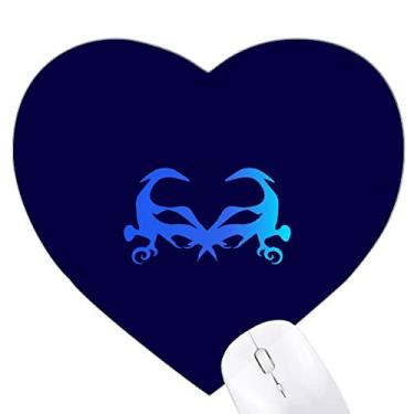 Imagem de Mousepad azul misterioso com estampa de cabeça e coração tapete de borracha para escritório