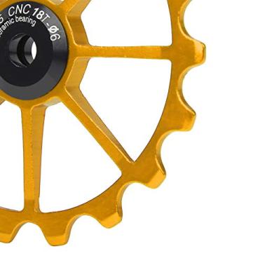 Imagem de Polia de desviador de liga de alumínio, polia de desviador de bicicleta durável para bicicletas de montanha Bicicletas para bicicletas de estrada Bicicletas dobráveis(ouro)