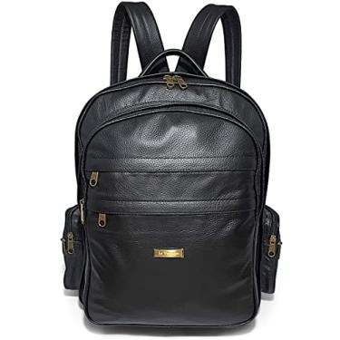 Imagem de Mochila De Couro Legítimo Para Viagem Tamanho Extra Grande Cor:Preto