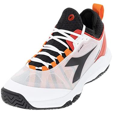 Imagem de Diadora Men's Blushield Torneo AG Tennis Shoes, White/Black/Fiery Red (Mesh, D, Numeric_13)
