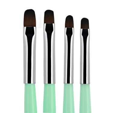 Imagem de Beaute Galleria Conjunto de 4 peças de pincéis de unha em gel UV (tamanhos 6, 8, 10, 14) para extensões de unhas de gel, construtor de pontas de unha, escultura em gel, pincel de limpeza, pincel oval em forma de nylon para unhas