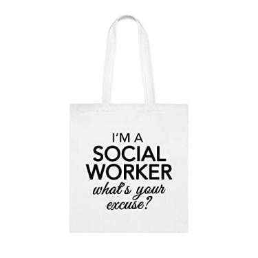 Imagem de Sacola I'm A Social Worker What's Your Excuse, presente engraçado para assistente social, bolsa de ombro para assistente social, bolsas reutilizáveis, cesta de Natal de aniversário,