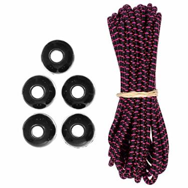 Imagem de Kits de cordas de choque Paracord Planet Ball – 3 m de cabo de choque de 0,5 cm – para acampamento, eventos, tendas, caminhadas, lonas e usos ao ar livre (preto com rosa neon)