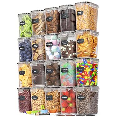 Imagem de Conjunto de recipientes herméticos para armazenamento de alimentos Chef's Path – 20 peças/tamanho pequeno – 1,6 litros/1,5 l – Organização de cozinha e despensa, ideal para farinha e açúcar – livre de BPA – recipientes de plástico com etiquetas, marcadores e colher