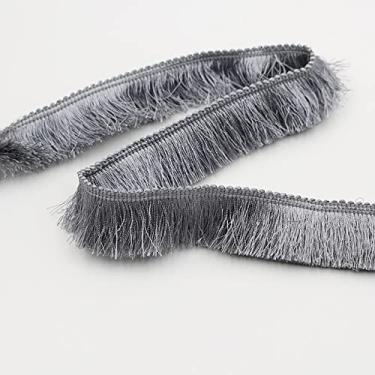 Imagem de 1 m de espessura de poliéster renda guarnição chapelaria vestuário travesseiro decoração fita franja colorida 2,8 cm rosa branco preto cinza verde, NO13