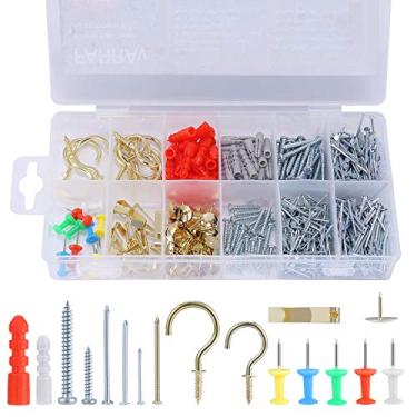 Imagem de FARRAY Kit de reparo e pendurar na parede: parafusos, pregos, âncoras de gesso, ganchos de quadro, ganchos de copo, pinos de empurrar, tachas de polegar, 600 peças