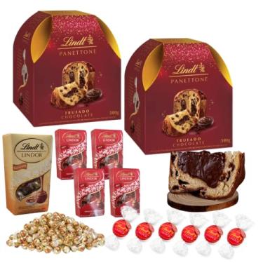 Imagem de Cesta de Natal Com Panettones Importados LindtSprungli Chocolate Suíço