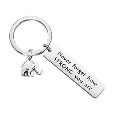 Imagem de bobauna Chaveiro de elefante Never Forget How Strong You Are Strength, presente edificante para amigos familiares amantes de animais, Chaveiro Never Forget, 5cm * 1.2cm