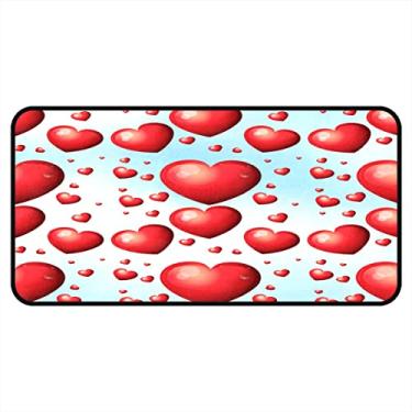 Imagem de Tapetes de cozinha coração vermelho amor área de cozinha tapetes e tapetes antiderrapante tapete de cozinha tapetes de porta de entrada laváveis para chão de cozinha escritório em casa pia lavanderia interior exterior 101,6 x 50,8 cm